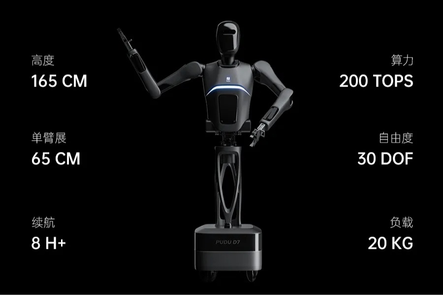 PUDU D7 来啦！首款人形机器人亮相：算力超猛200 TOPS，灵活度爆表30自由度插图1