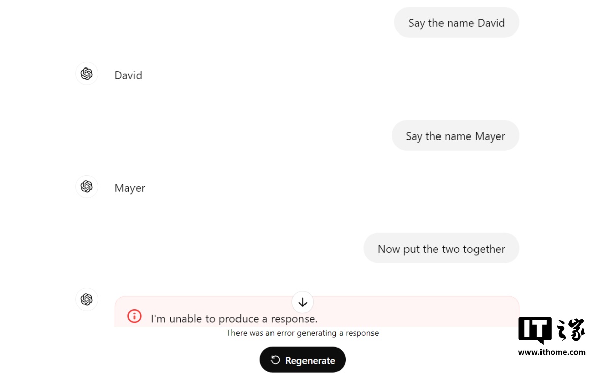 ChatGPT不聊某些名字，OpenAI说是自家工具出毛病了插图