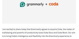 Grammarly 买下 Coda，要给企业带来超给力的AI助手和语法检查神器缩略图