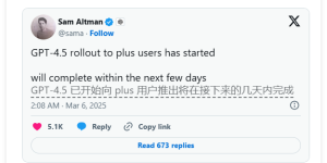 OpenAI说，GPT-4.5开始向所有ChatGPT Plus用户开放缩略图