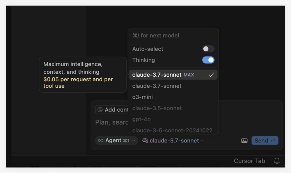 Cursor出大招了！最强AI模型Claude Max来袭：20万字超长上下文，还能调用200次工具插图
